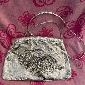 Silver embossed leather purse